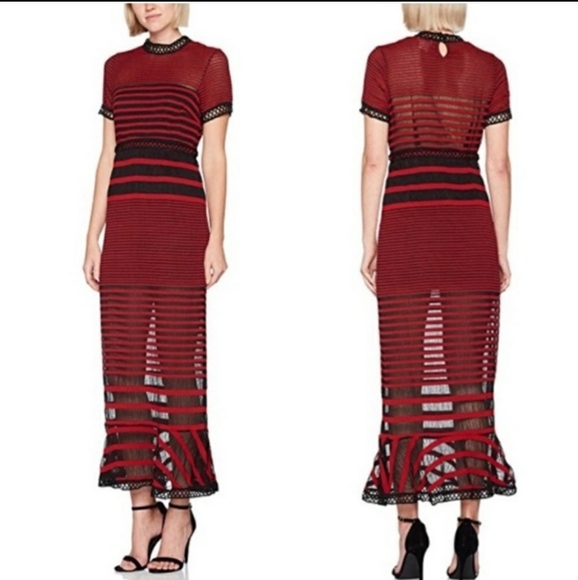 Foxiedox Cassius Maxi Dress Red Black Striped Large NWT - Picture 1 of 11